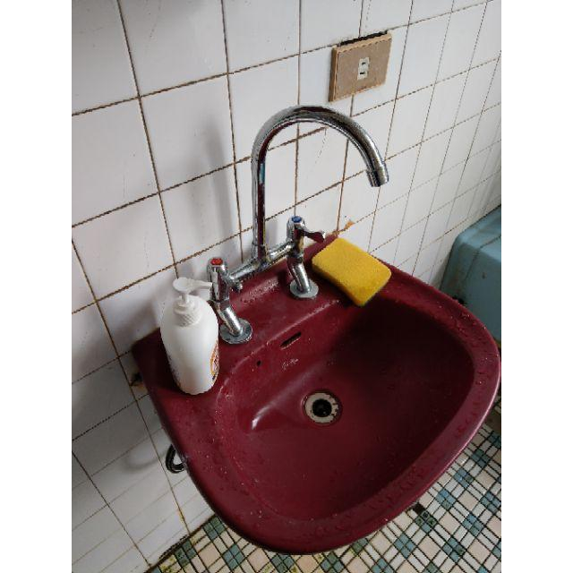 台灣出貨 內銅老式面盆 旋轉水龍頭   陶瓷面盆龍頭 雙孔面盆水龍頭 冷熱不銹鋼水管-細節圖4