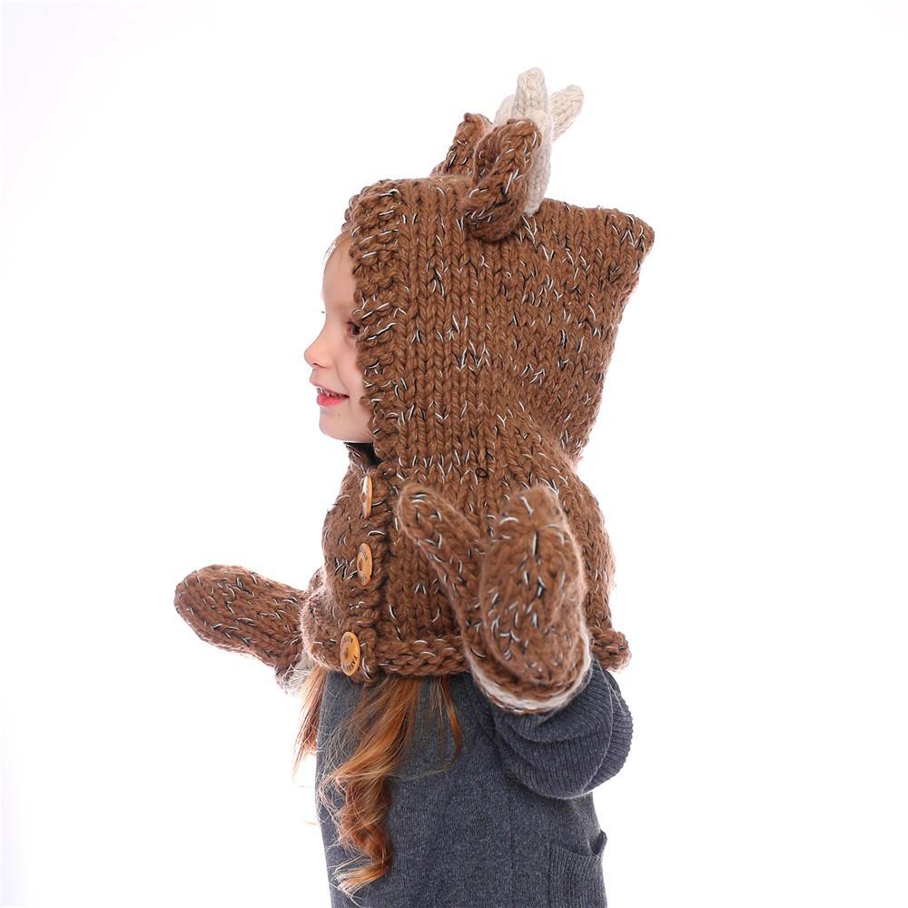 台灣賣家 韓版 貓耳 貓 恐龍 麋鹿  恐龍 鹿動物毛線帽秋冬加厚保暖護耳針織圍脖兒童 帽 毛線帽 毛帽 帽子 兒童帽-細節圖6