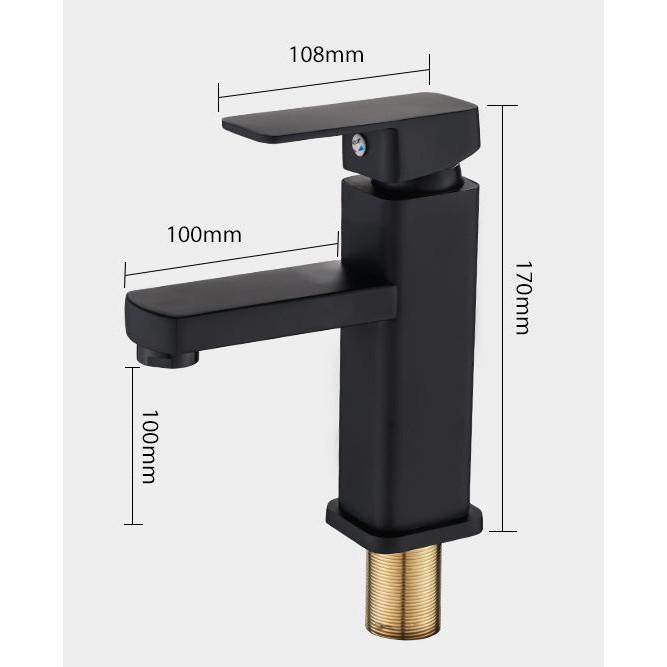 台灣現貨 方形黑色洗臉盆水龍頭冷熱 烤漆浴室面盆龍頭四方單孔單孔面盆龍頭,臉盆龍頭冷熱混合面盆龍頭-細節圖2