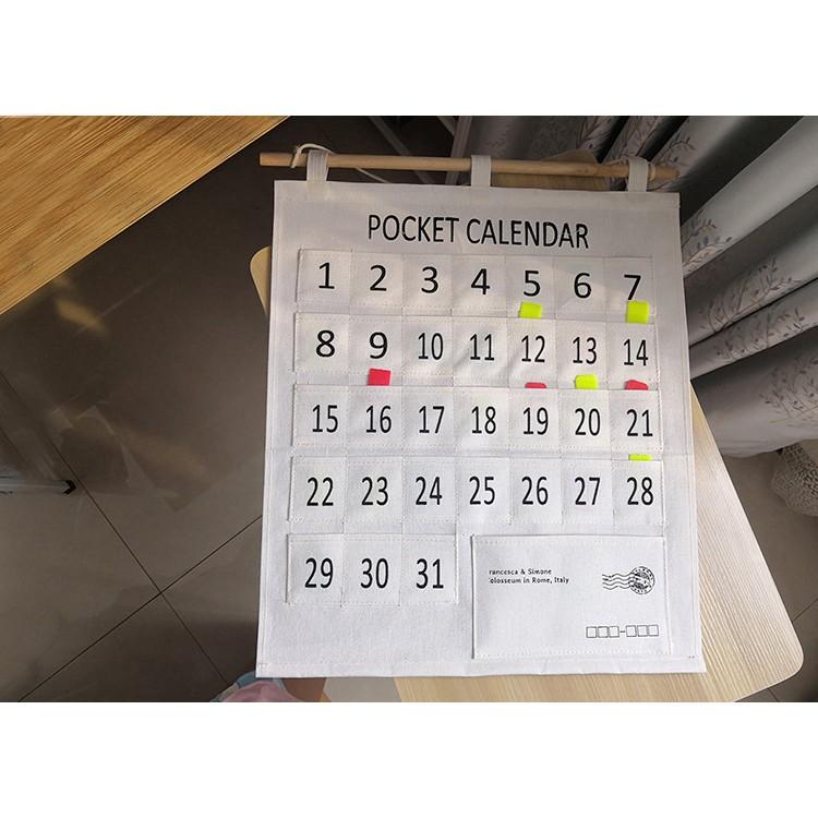 台灣現貨 北歐家居壁掛收納袋 12格 31格純棉帆布小房子卷宗數字日歷收納掛袋 收納掛袋 袋-細節圖5