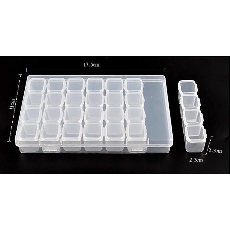 台灣現貨 美甲 收納盒 28格 鑽盒 空盒 可單獨開蓋盒 透明 飾品盒 儲物盒子 盒子 透明盒-細節圖3