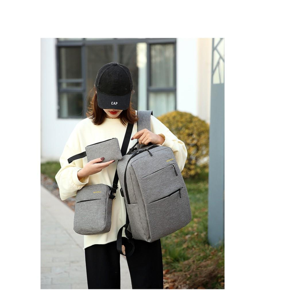 台灣現貨 贈零錢包和小包 線 減壓零負重【耳機孔+USB充電】後背包 男 筆電背包 背包 書包  電腦包包 商務背包-細節圖2