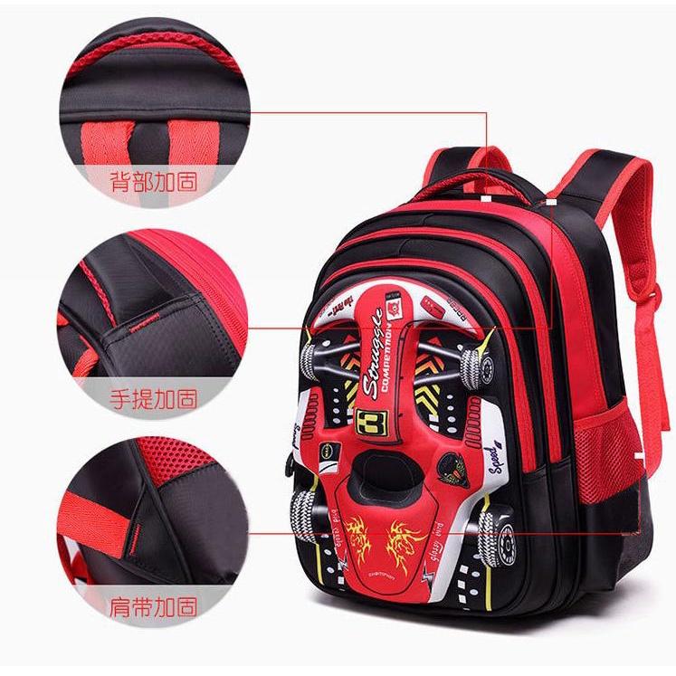 台灣現貨   a4放得下 兒童雙肩3D汽車賽車 車車 背包 雙肩包 書包 a 立體減壓 書包 背包 包-細節圖6