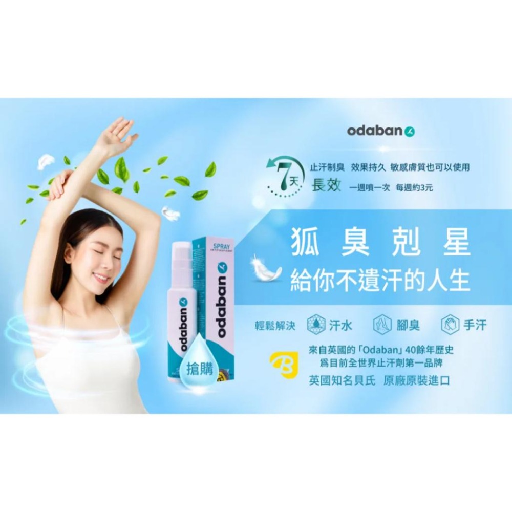 ODABAN 優得芬 止汗噴霧劑 30ml【詠晴中西藥局】止汗劑 除臭劑 無色無味 不刺激肌膚 方便攜帶 有效止汗除臭-細節圖3