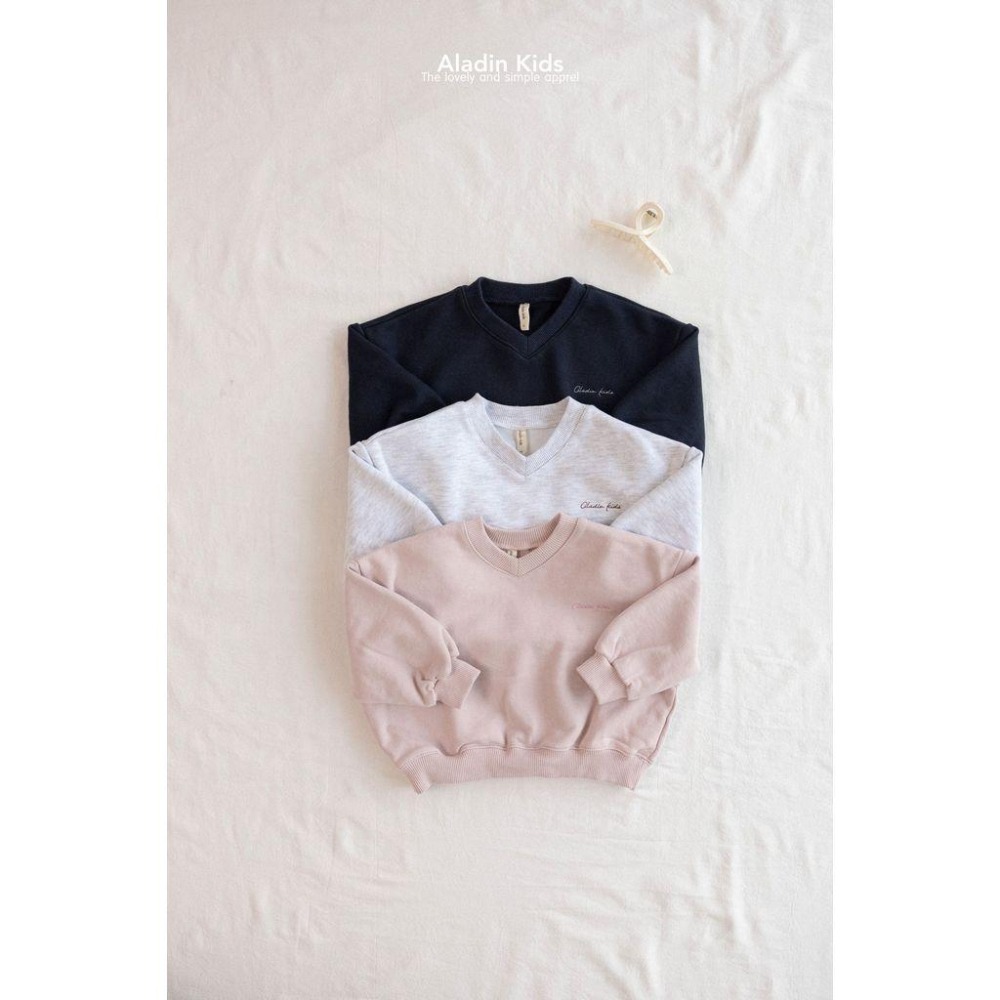 ✿ 現貨｜韓國童裝代購｜小童｜75-114 ✿aladin kids經典V領刺繡大學T-細節圖4