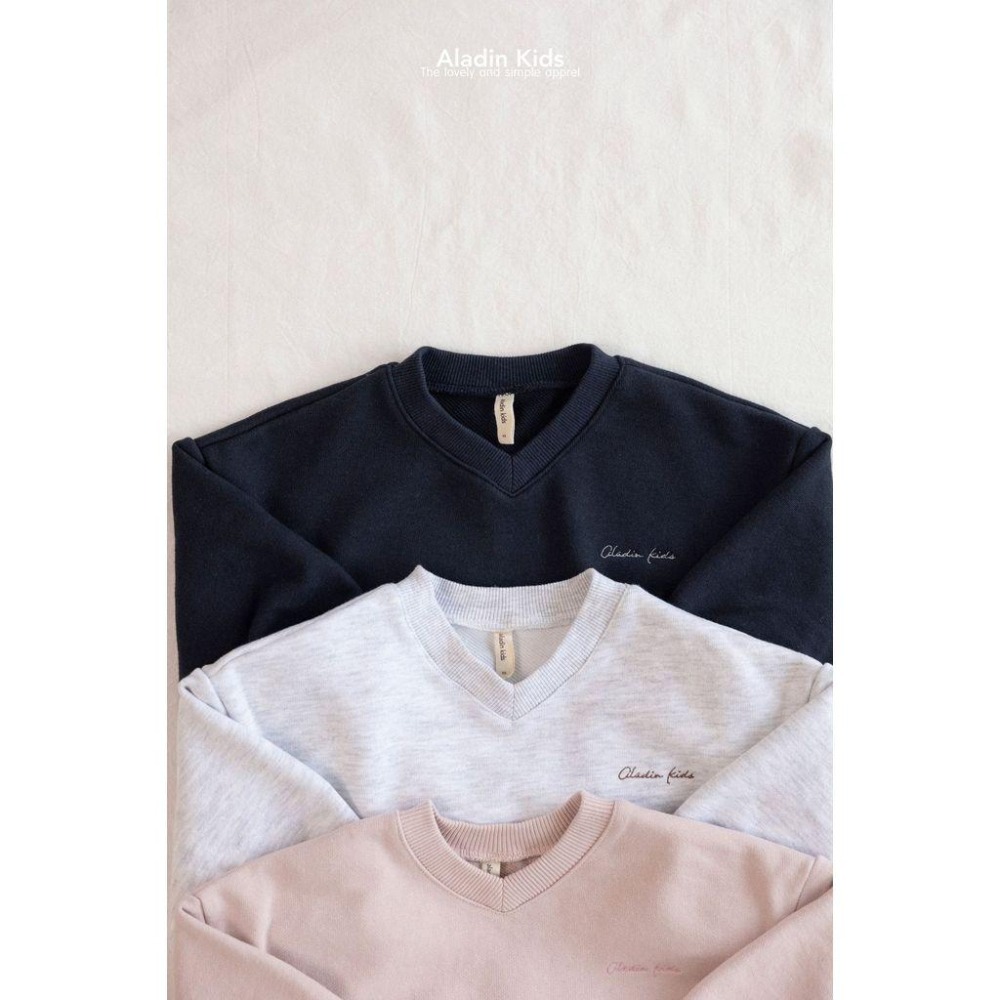 ✿ 現貨｜韓國童裝代購｜小童｜75-114 ✿aladin kids經典V領刺繡大學T-細節圖6