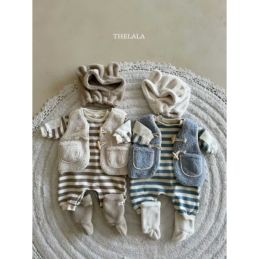 ✿ 現貨｜韓國童裝代購｜小童中童｜75-115 ✿the lala木扣短絨口袋背心-細節圖5