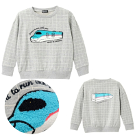 新幹線列車格紋毛巾繡長袖上衣/110/120