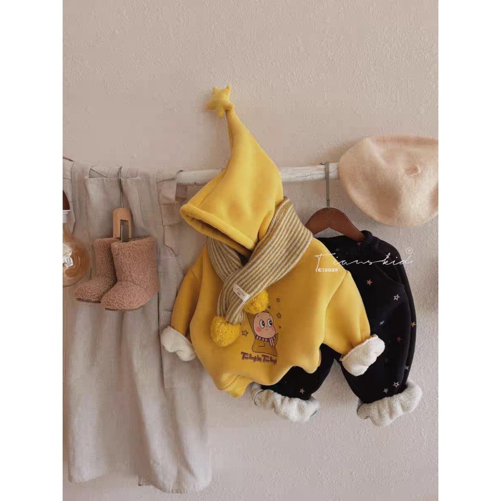 星星人加絨連帽上衣/90/100/110/120-細節圖4