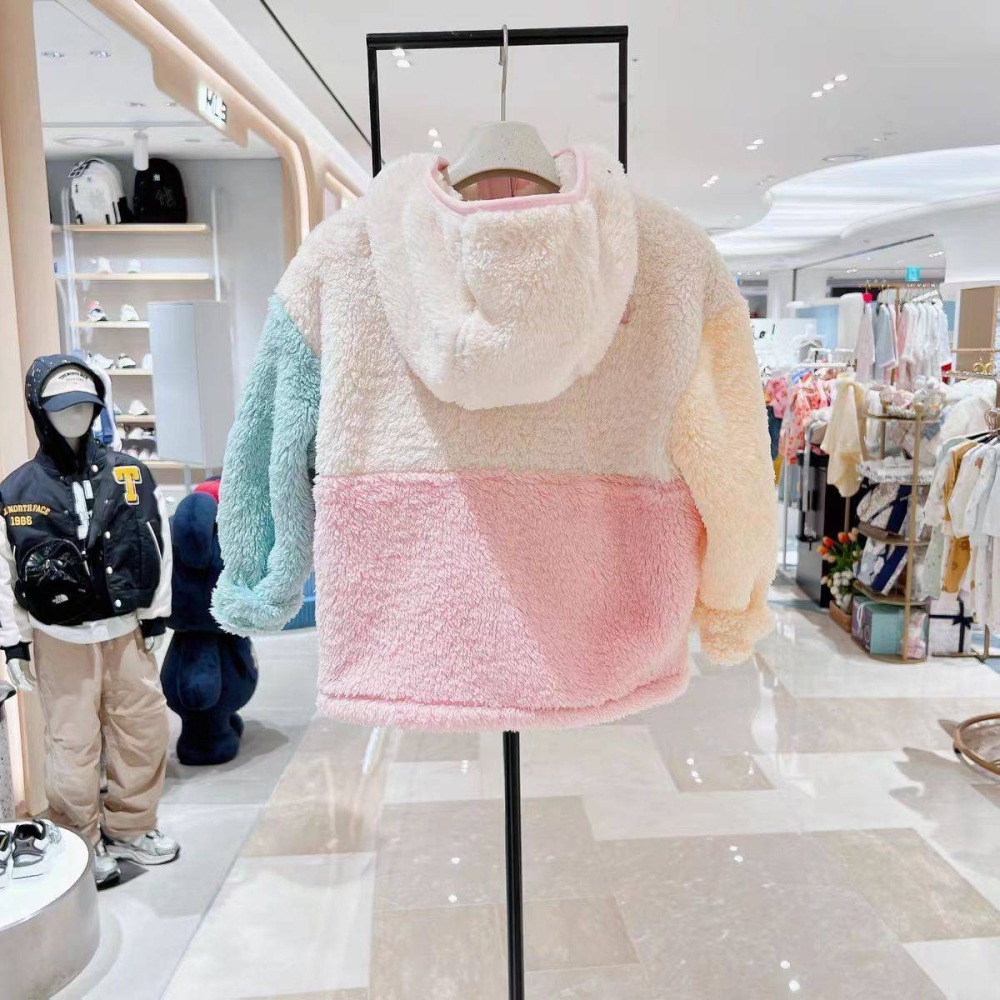 TNF韓版北臉跳色拼接毛外套/120/160-細節圖3