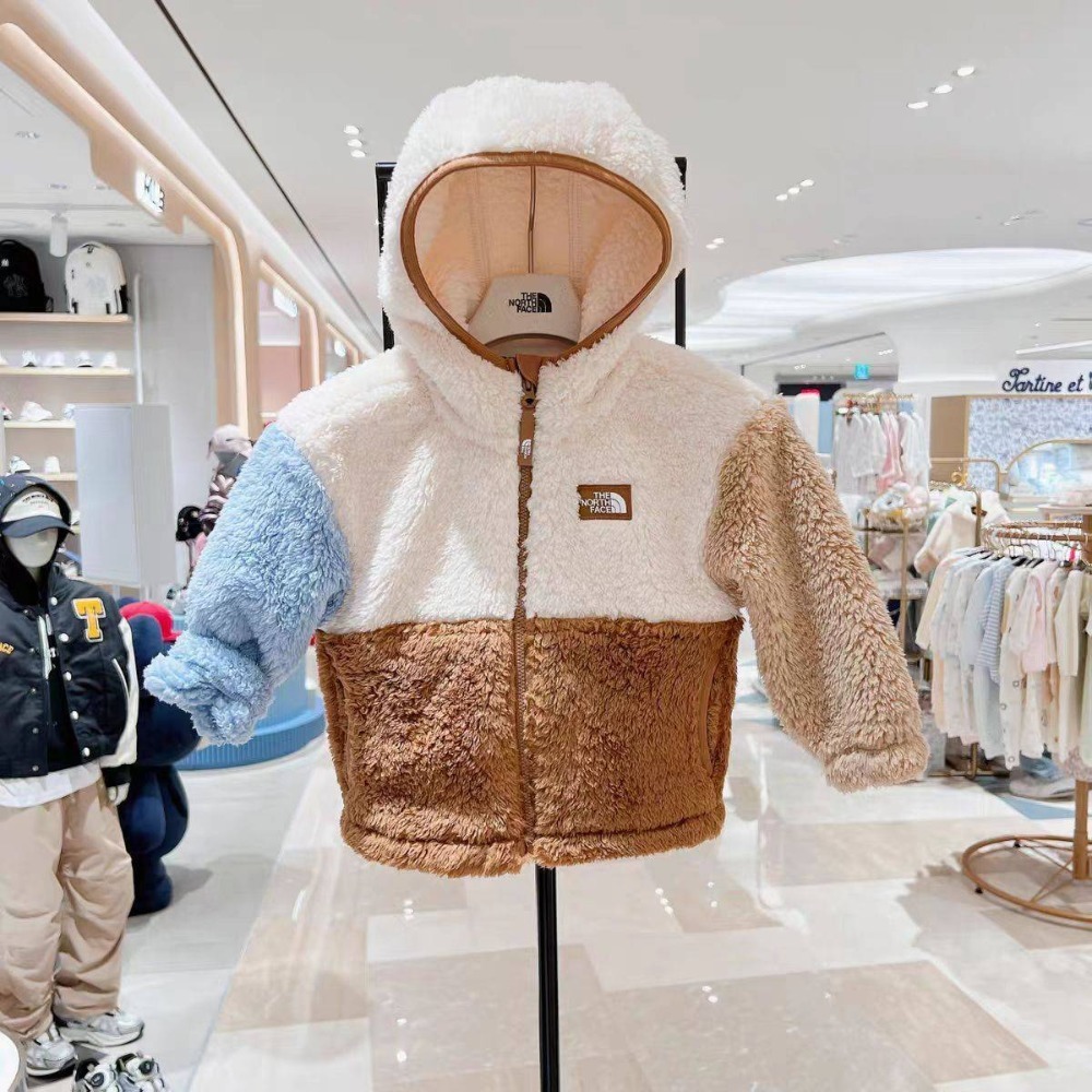 TNF韓版北臉跳色拼接毛外套/120/160-規格圖5