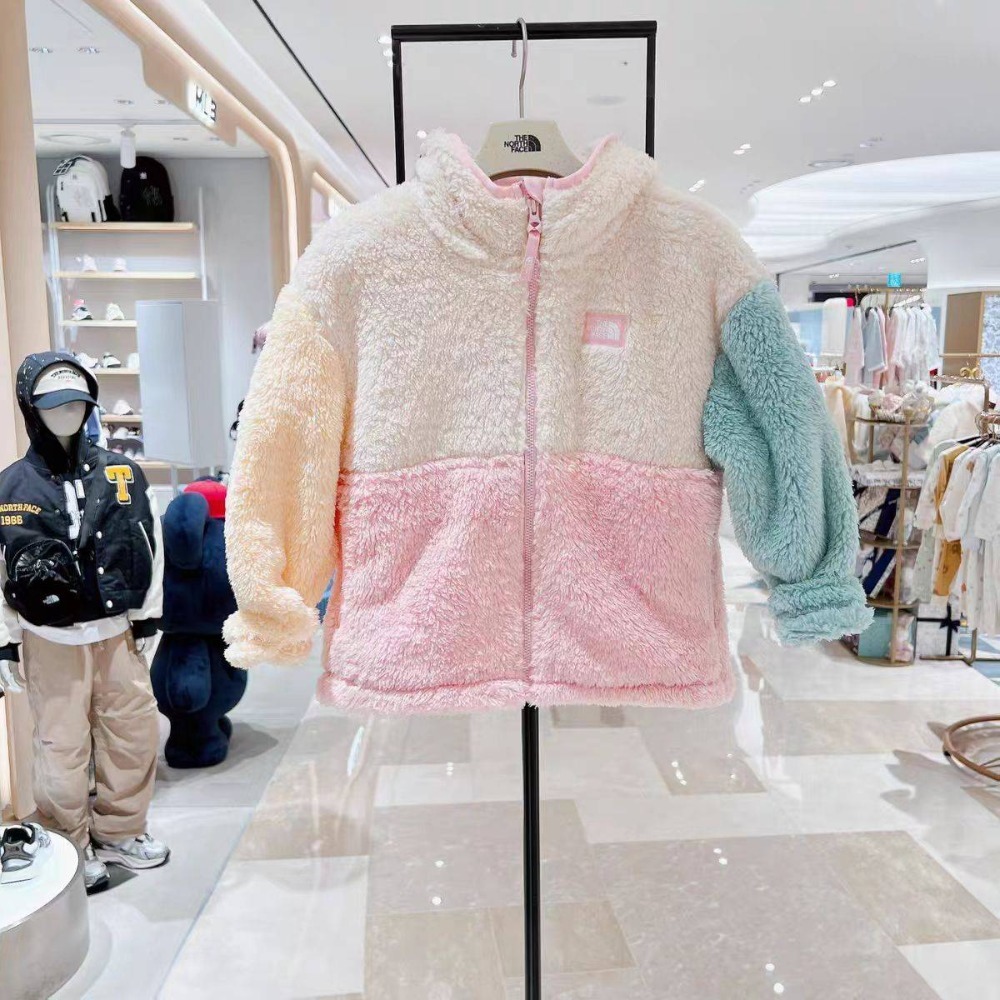 TNF韓版北臉跳色拼接毛外套/120/160-規格圖5