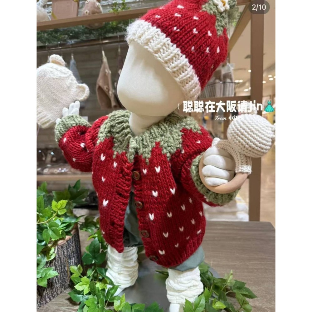 手工針織草莓造型外套-細節圖2