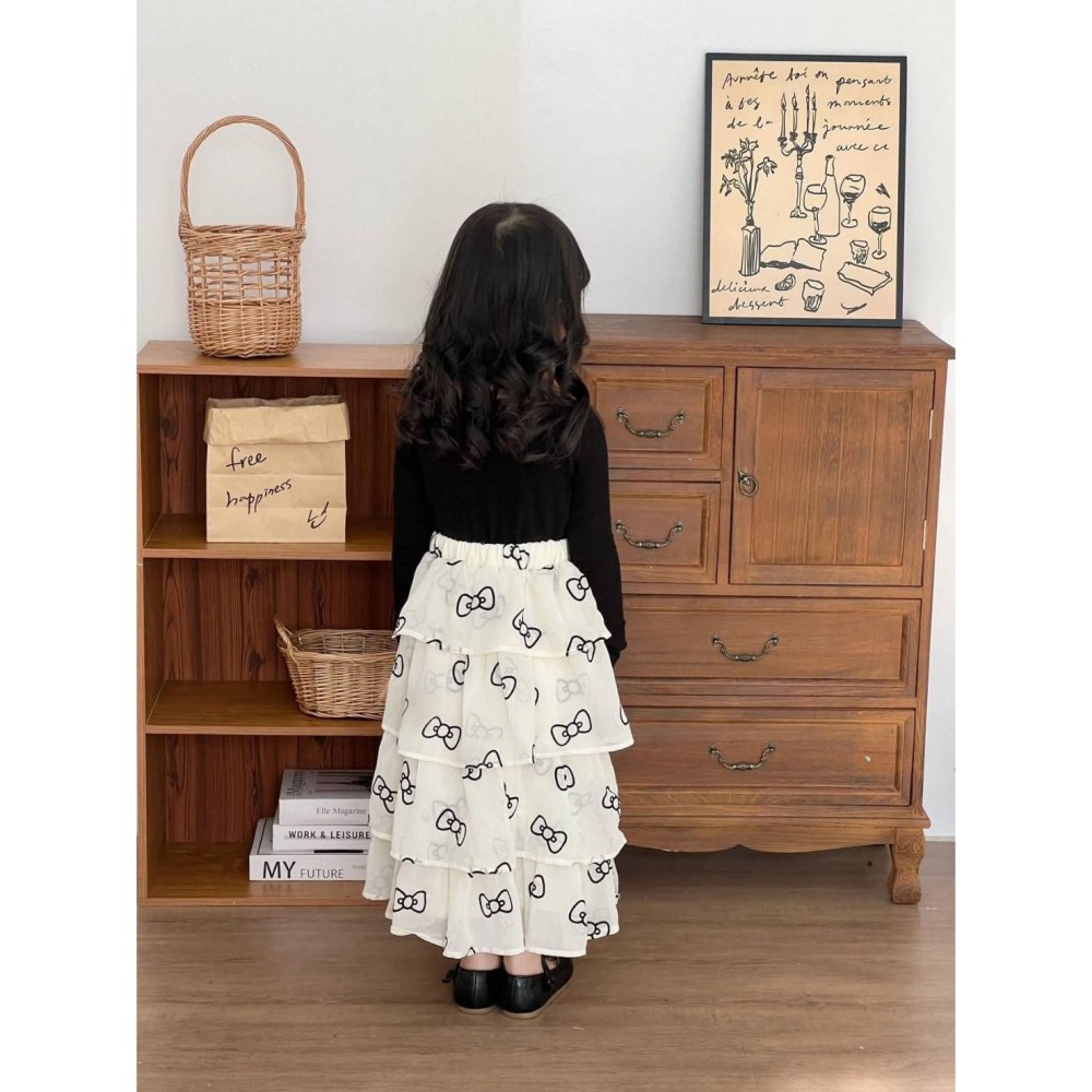 KITTY滿印蝴蝶結蛋糕長裙/100/110/120-細節圖2