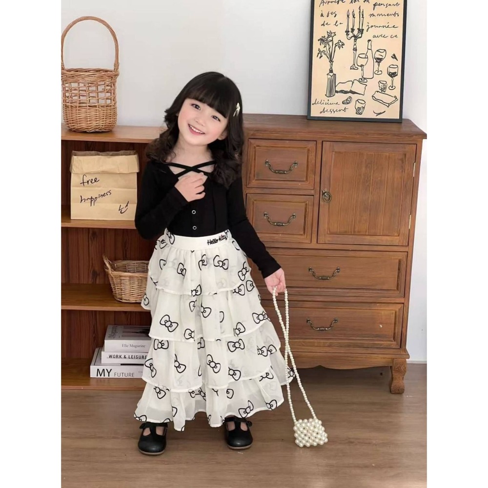 KITTY滿印蝴蝶結蛋糕長裙/100/110/120-細節圖4