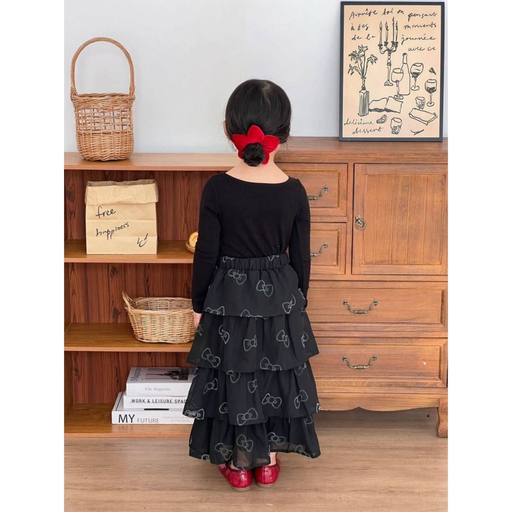 KITTY滿印蝴蝶結蛋糕長裙/100/110/120-細節圖5