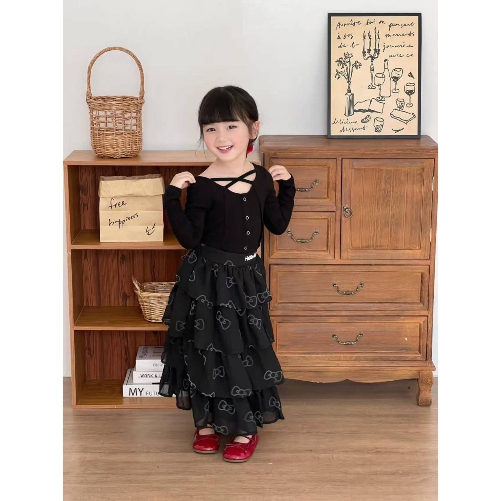 KITTY滿印蝴蝶結蛋糕長裙/100/110/120-細節圖6