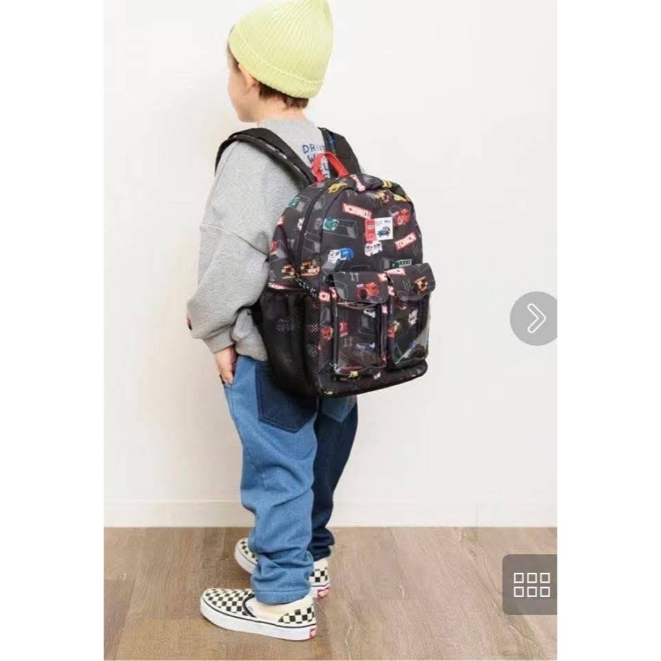 TOMICA滿印透明小口袋兒童後背包/黑色33*24*13cm-細節圖2