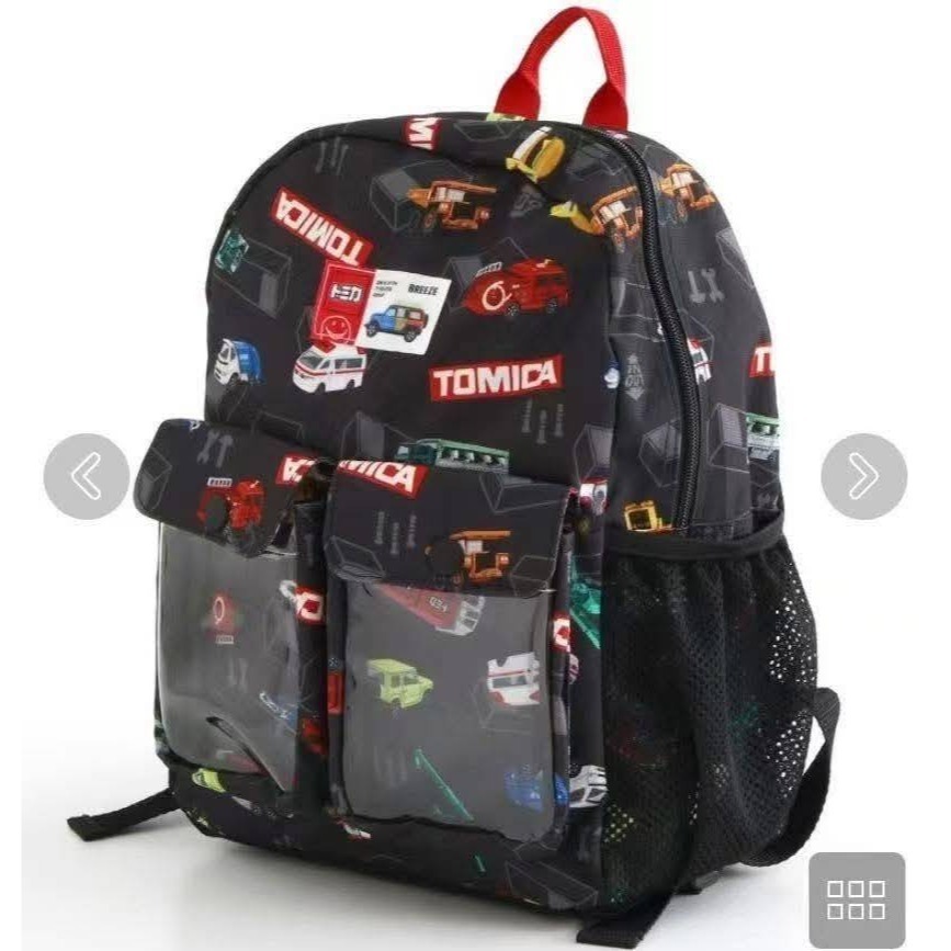 TOMICA滿印透明小口袋兒童後背包/黑色33*24*13cm-細節圖3