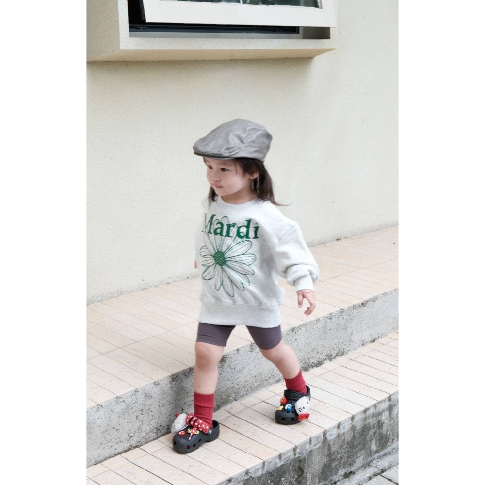 Mardi小雛菊綠色寬款版長袖上衣/90/100/110/120/M/L-細節圖8