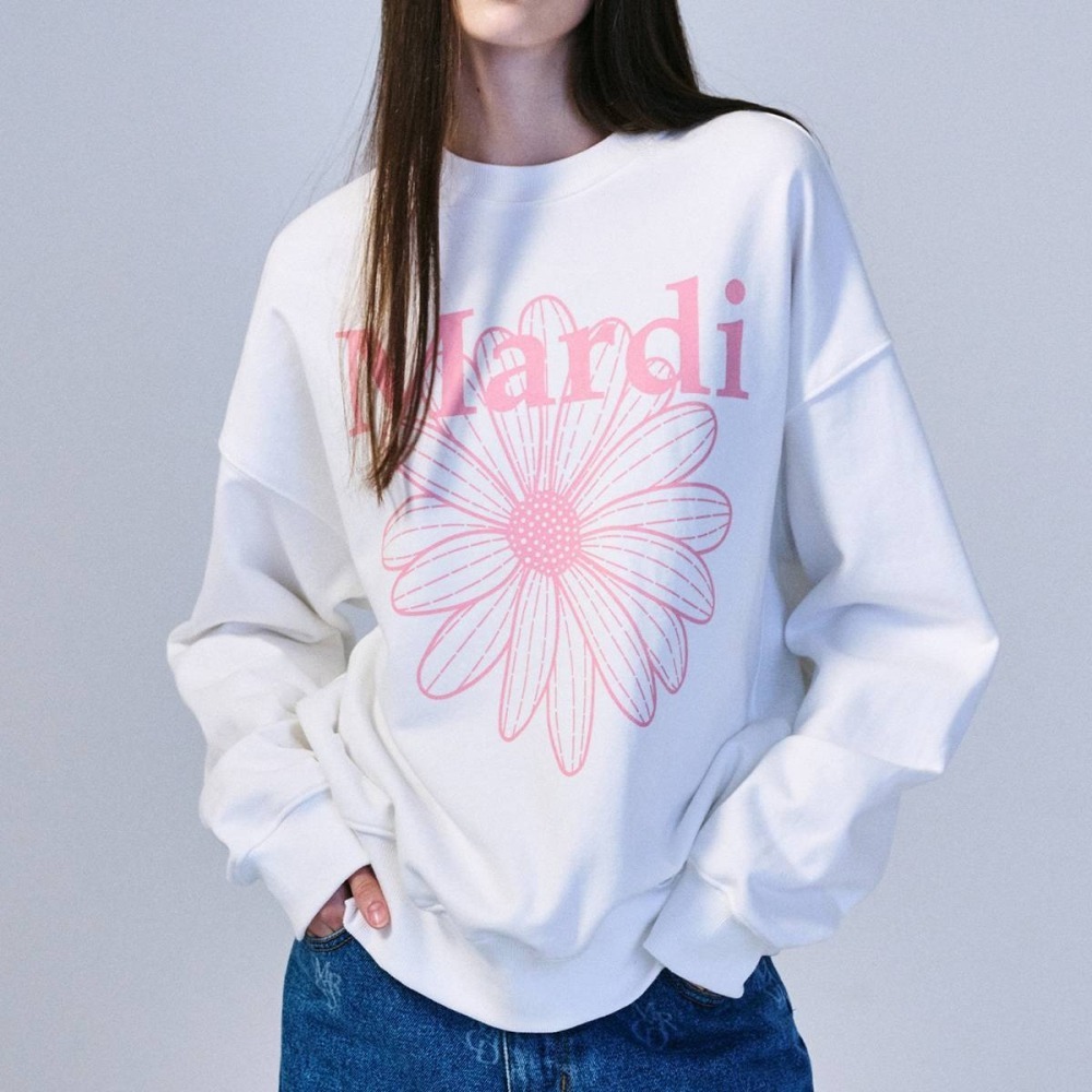 Mardi小雛菊白粉色寬款版長袖上衣/90/100/110/M/L-細節圖6