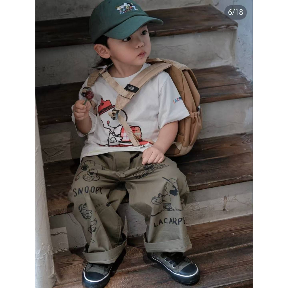 TNF北臉卡其色兒童小背包雙肩包-細節圖6