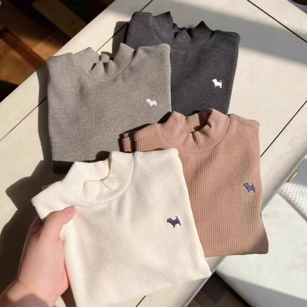 藍狗刺繡條絨保暖衣內搭上衣4色/90/100/110/120/130-細節圖2