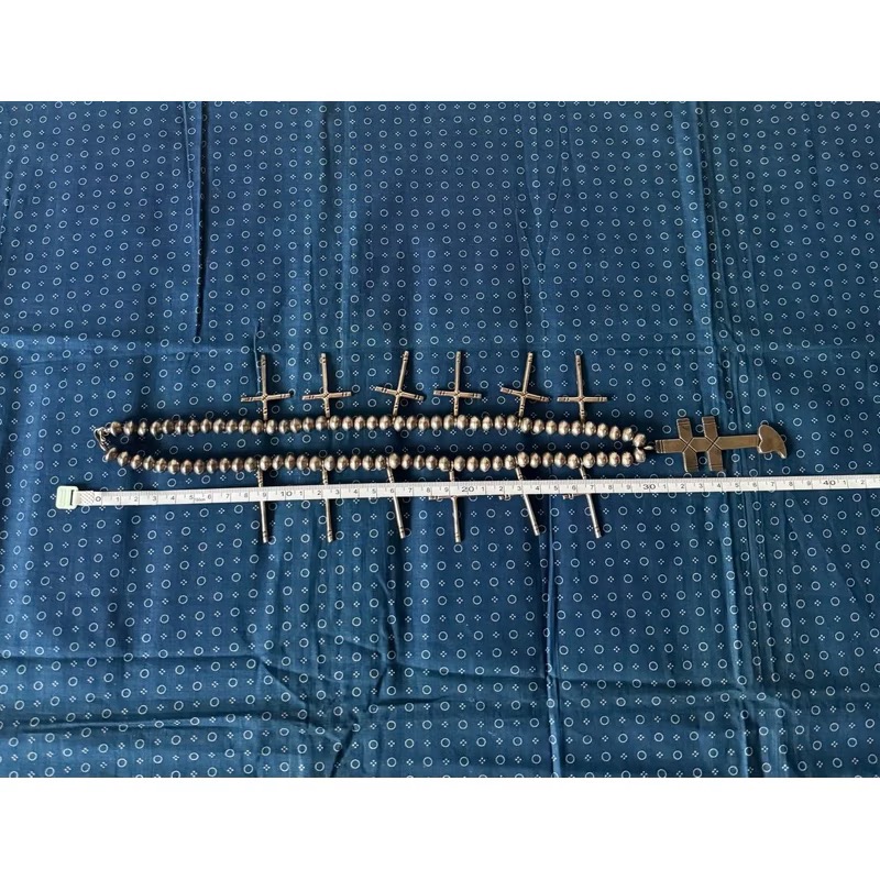 老品 1940’s navajo 銀器 f 銀飾 項鍊 印地安 古董 民族風 vintage 納瓦霍 十字架 古董銀飾-細節圖8