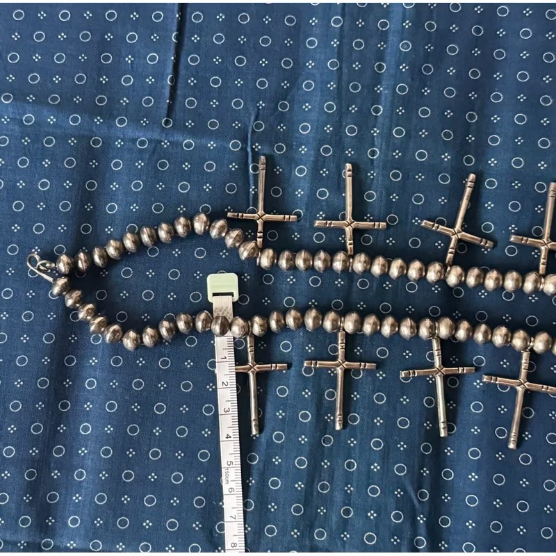 老品 1940’s navajo 銀器 f 銀飾 項鍊 印地安 古董 民族風 vintage 納瓦霍 十字架 古董銀飾-細節圖9