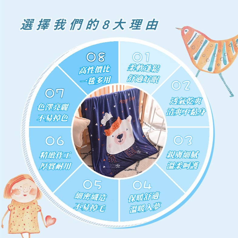 【現貨】法蘭絨毯 懶人毯 卡通毯 兒童毯 午睡毯 毛毯 空調毯 旅行毯 休閒毯 小毛毯 交換禮物 生日禮物 辦公室-細節圖2