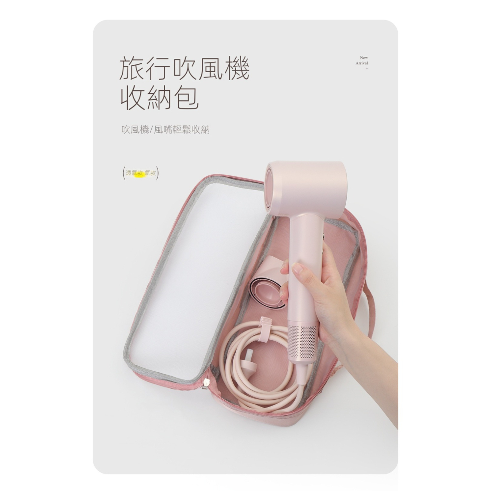 【多功能大容量】吹風機旅行收納袋｜三角款／透氣長方形款｜可拎可掛・出國必備收納包-細節圖7