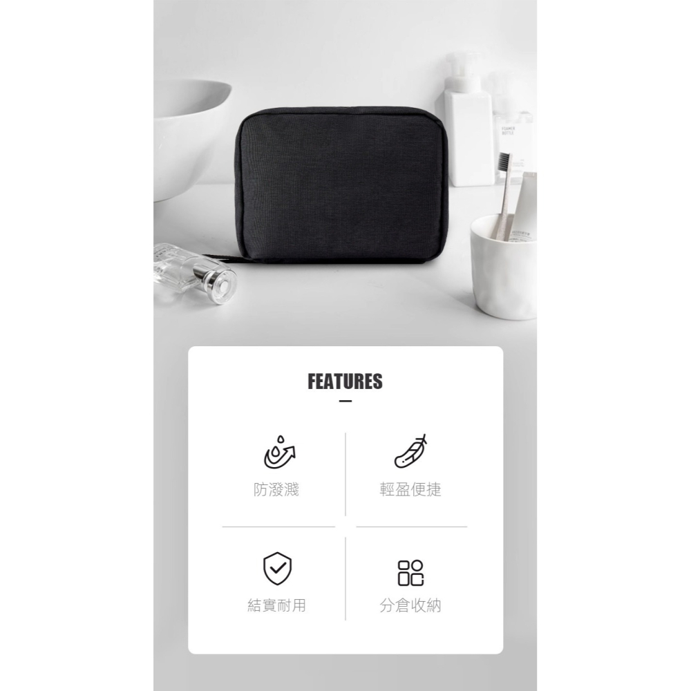 【防水牛津布】男士旅行洗漱包｜大容量二折設計・分倉收納・可掛式便攜包｜出差露營必備-細節圖3