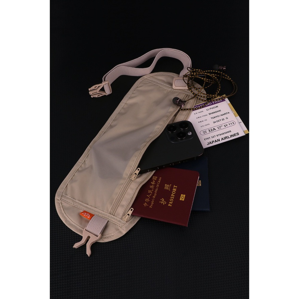 【貼身防盜】出國旅行證件包｜輕薄護照腰包・YKK拉鍊・透氣舒適・可摺疊收納｜防盜卡包手機包-細節圖7