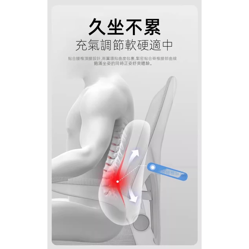 【免電充氣】長途旅行護腰枕｜手壓充氣腰墊・人體工學支撐・透氣便攜靠墊｜飛機火車久坐必備-細節圖9