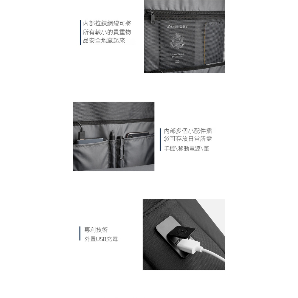 【商務精英首選💼】金聖斯多功能筆電雙肩包｜防潑水大容量23L・USB充電・人體工學背負設計・15.6吋電腦包-細節圖11