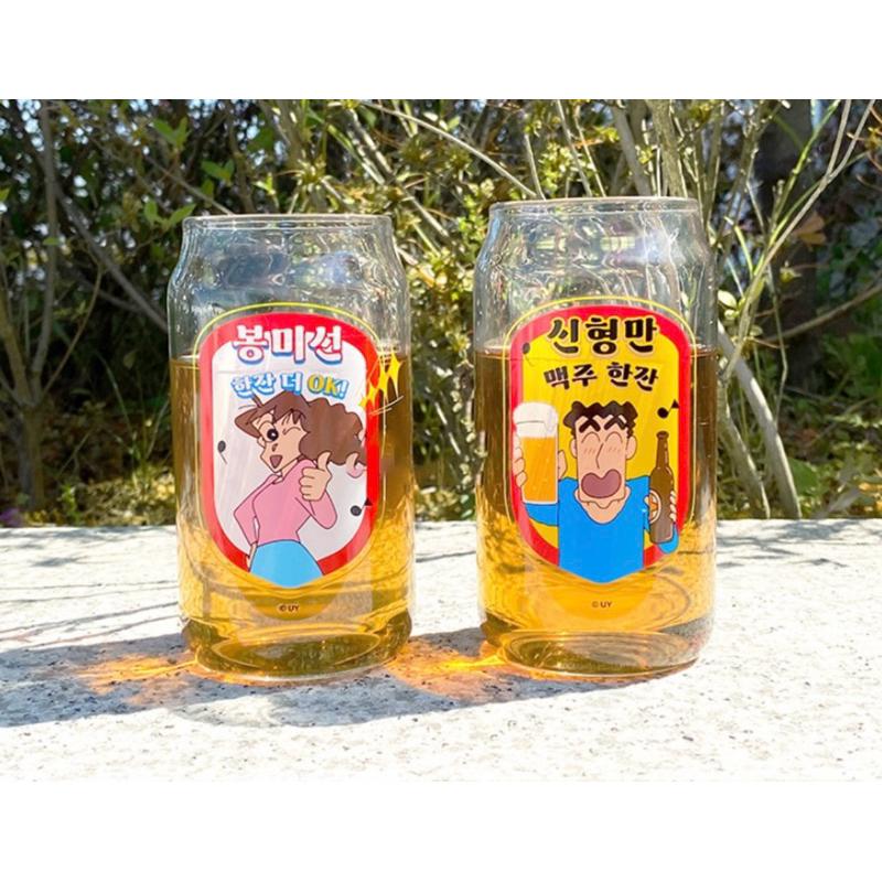 🇰🇷蠟筆小新廣志和美冴玻璃杯330ml 2入-細節圖2