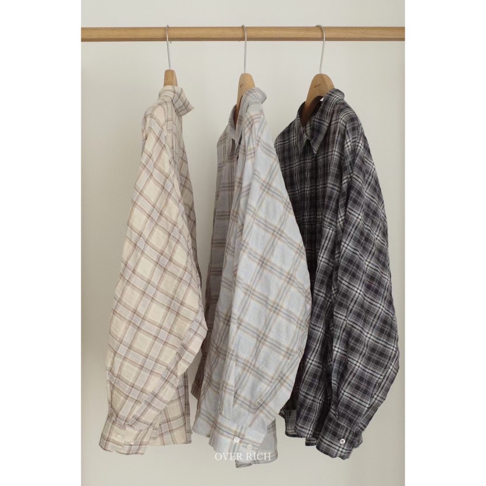 野風入懷|寬鬆格紋襯衫-細節圖8