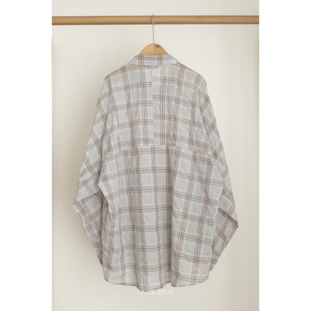 野風入懷|寬鬆格紋襯衫-細節圖9
