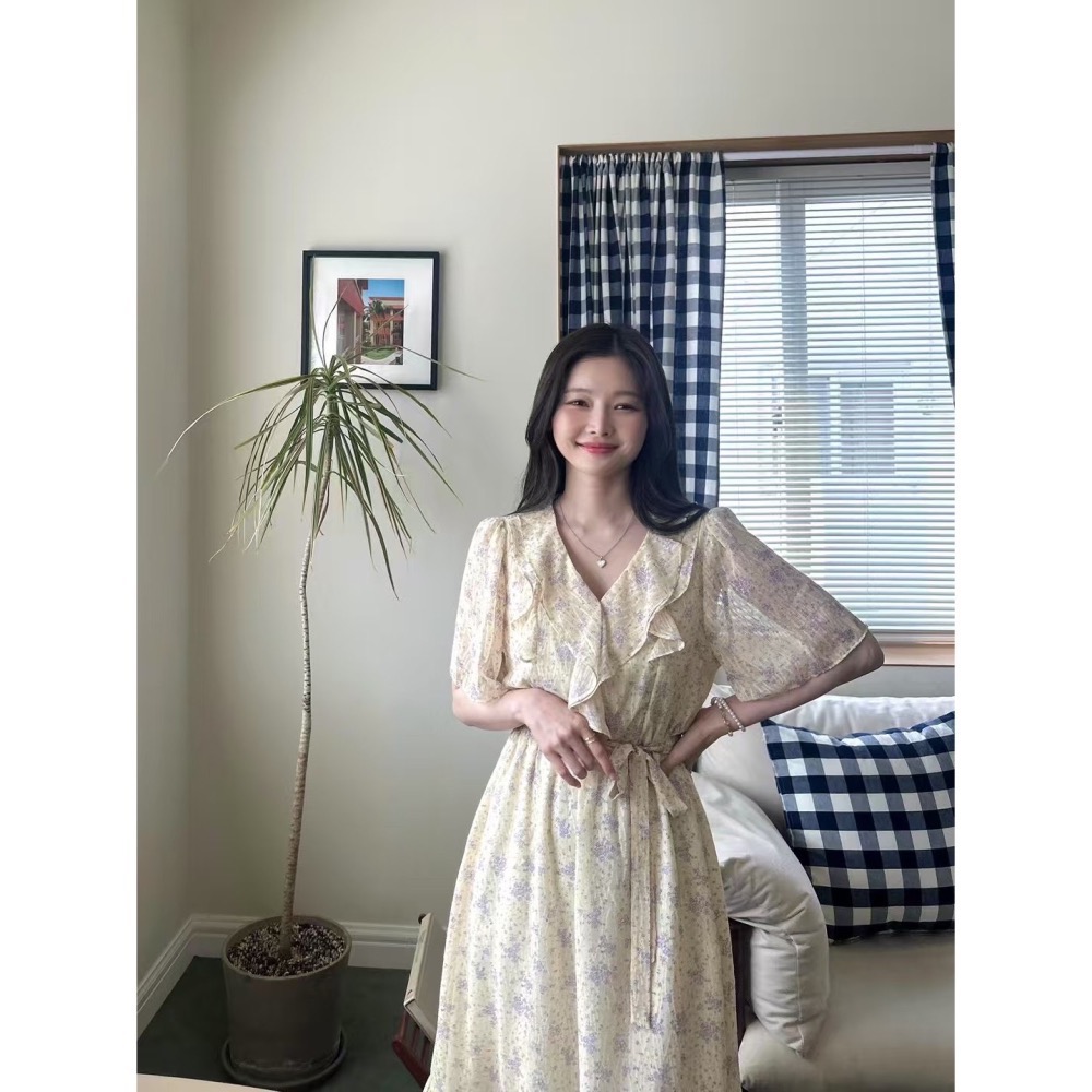 雨落花間|特別有氣質的碎花洋裝-細節圖3