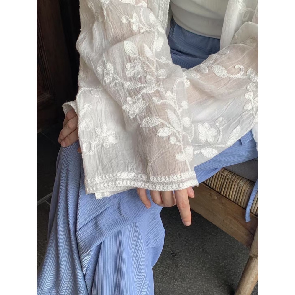 微雨織夢|重工蕾絲透膚刺繡襯衫外罩-細節圖2