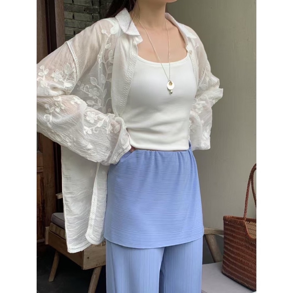 微雨織夢|重工蕾絲透膚刺繡襯衫外罩-細節圖3