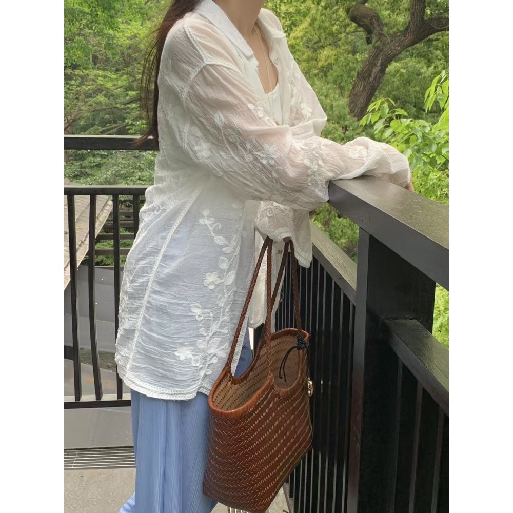 微雨織夢|重工蕾絲透膚刺繡襯衫外罩-細節圖4