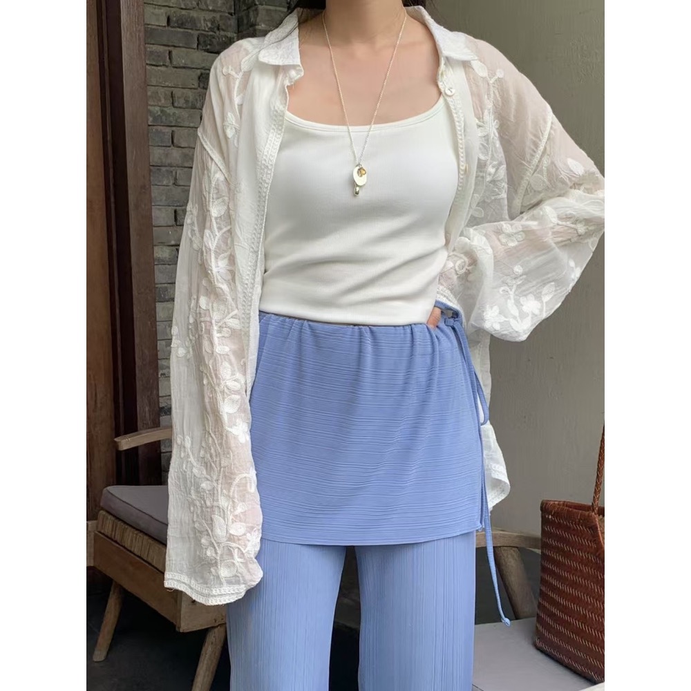 微雨織夢|重工蕾絲透膚刺繡襯衫外罩-細節圖6