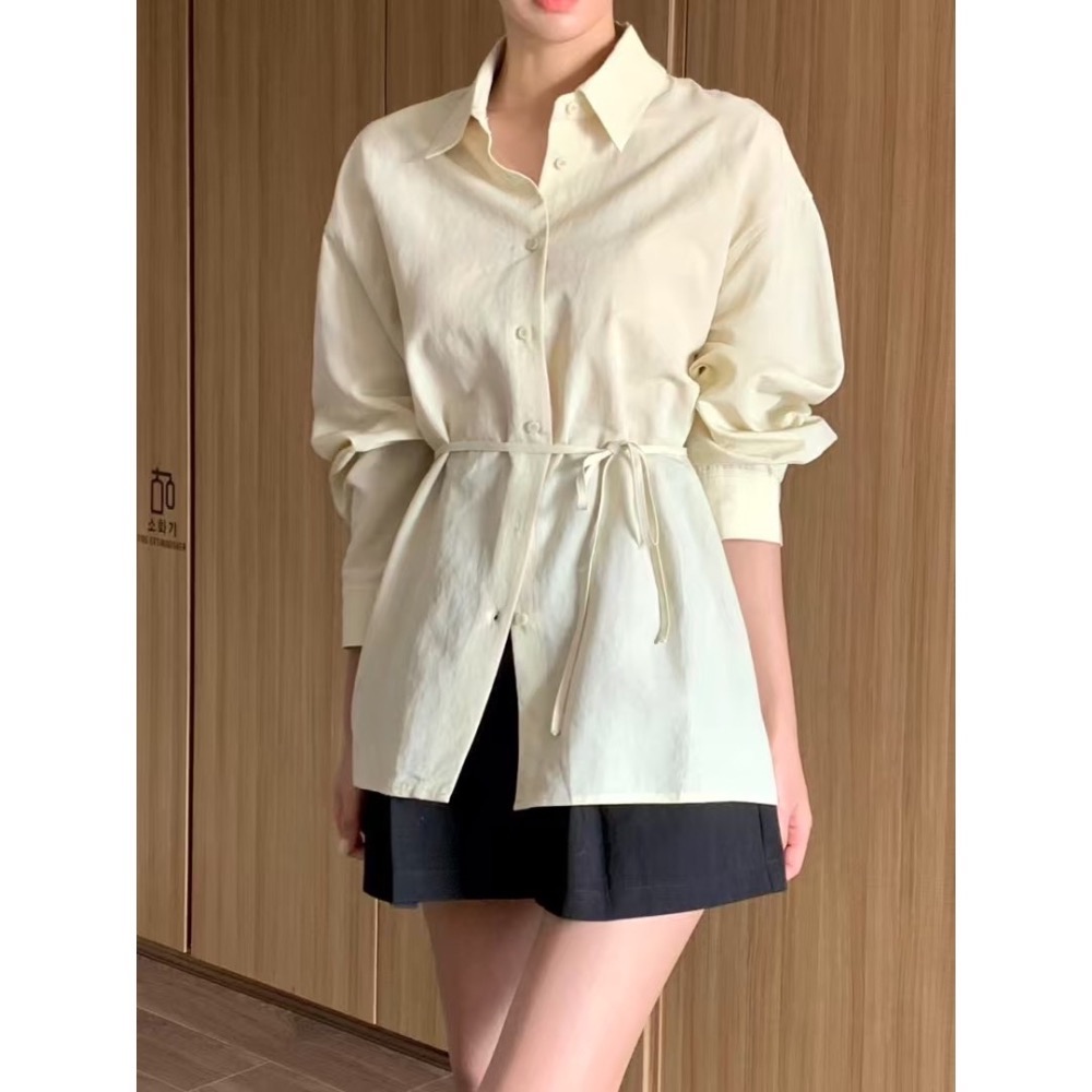 晨曦拾影|日光綁腰設計襯衫-細節圖5