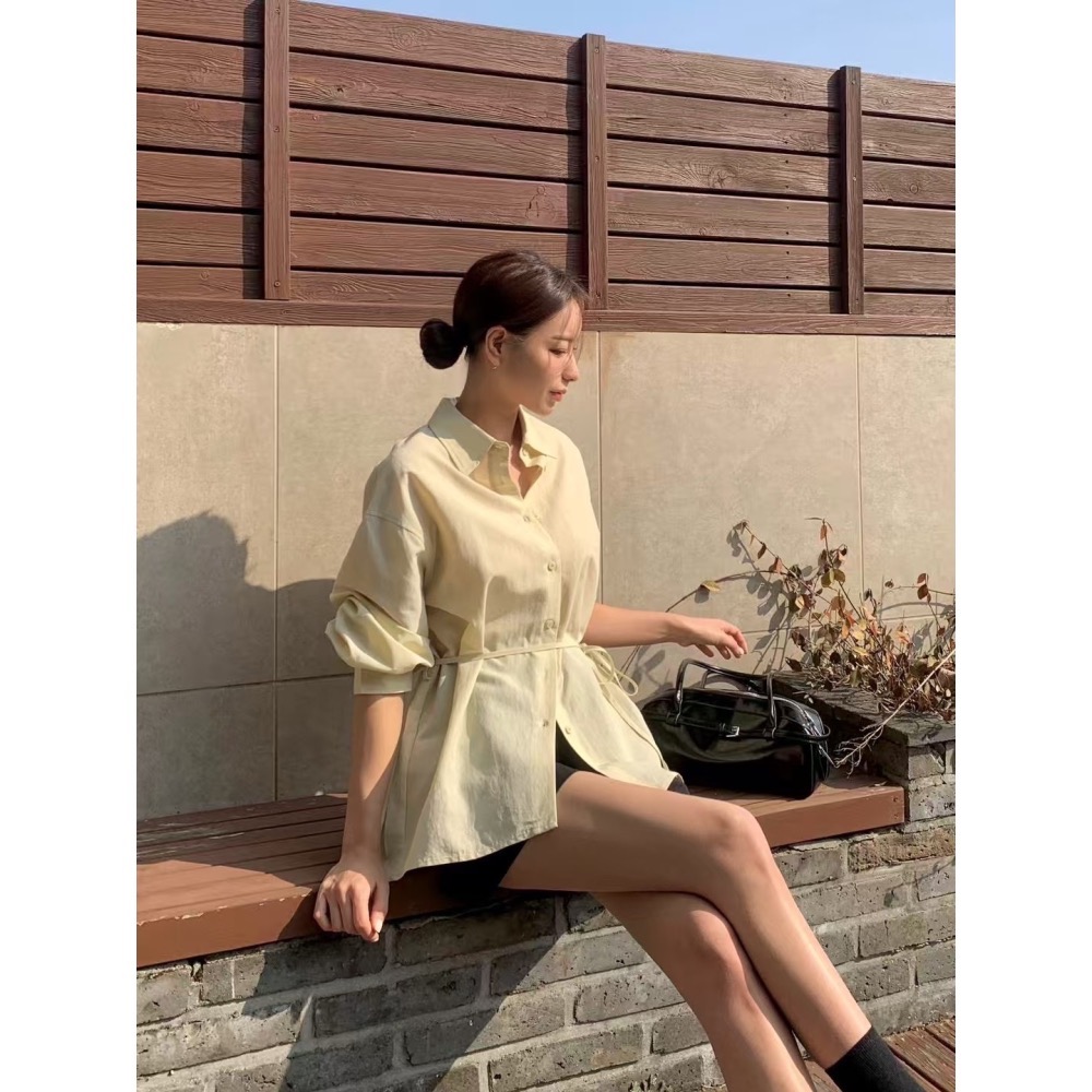 晨曦拾影|日光綁腰設計襯衫-細節圖6