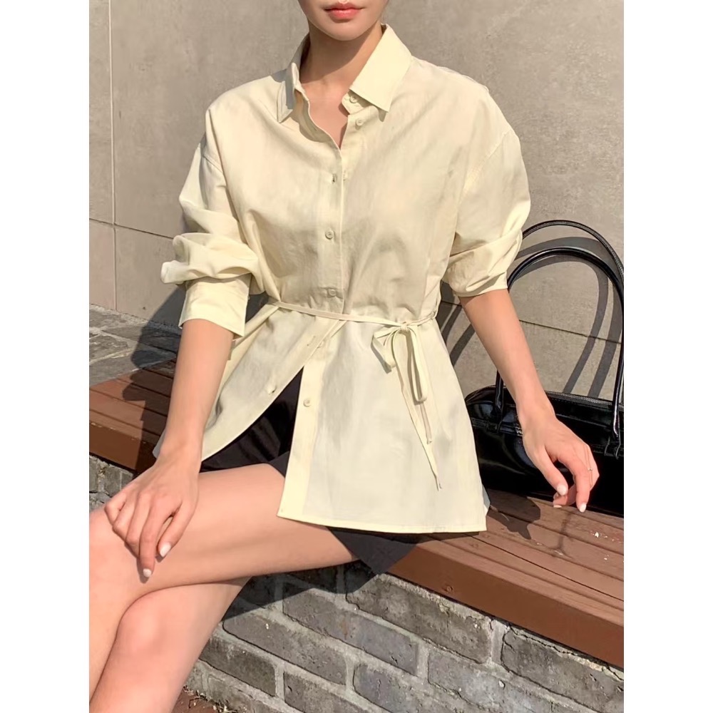 晨曦拾影|日光綁腰設計襯衫-規格圖8