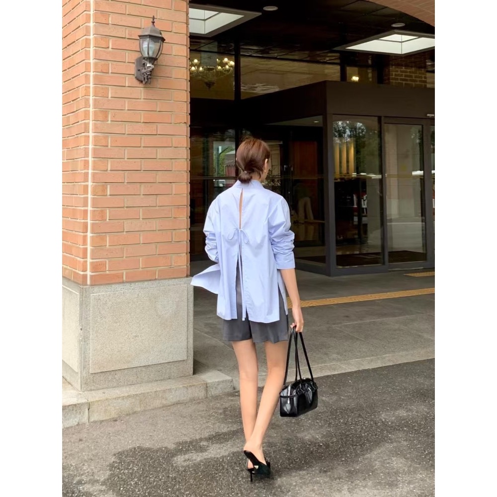 暮結拾光|美背開叉設計襯衫-細節圖2