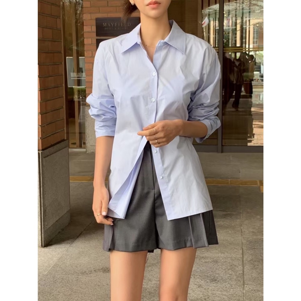 暮結拾光|美背開叉設計襯衫-細節圖3