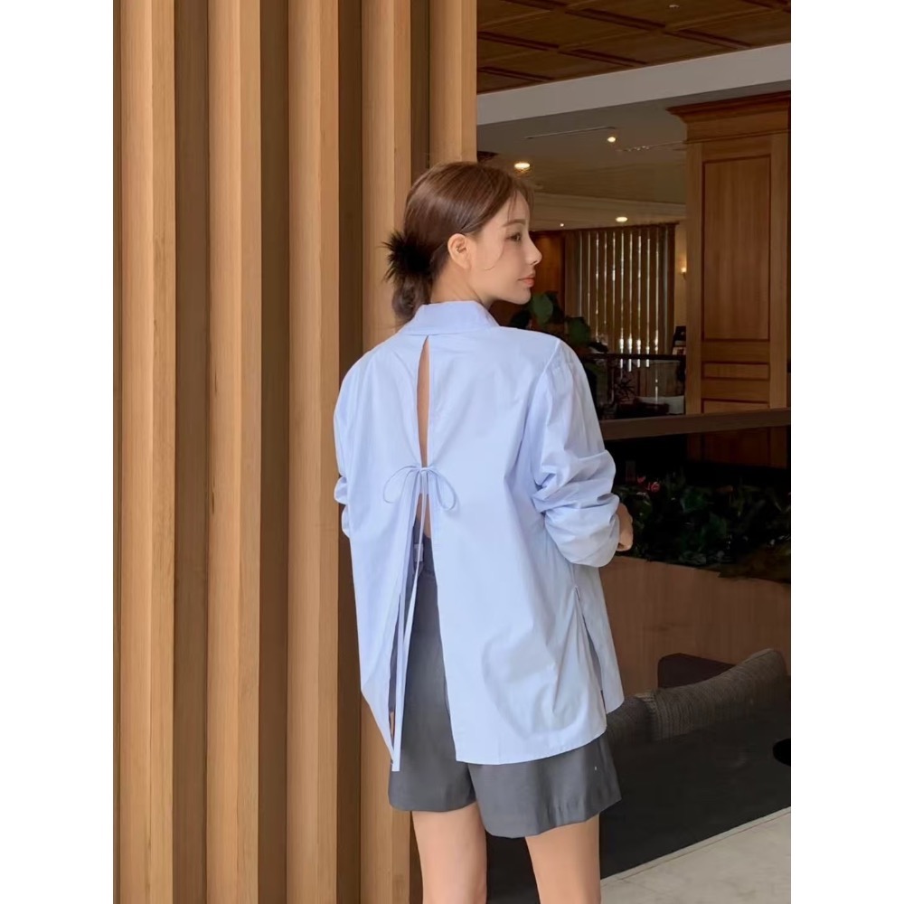 暮結拾光|美背開叉設計襯衫-規格圖8