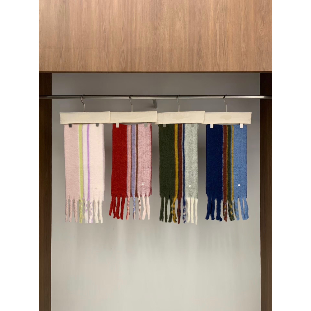 🇰🇷100%羊毛拼色直紋圍巾🧣-細節圖10